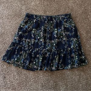 Francesca's Collections Floral Mini Skirt - Navy and Green